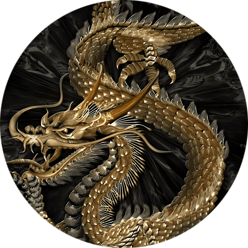 Fantasy golden Snake Dragon Pentagram