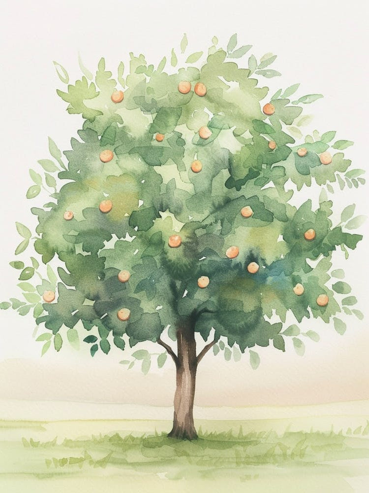 Orange Tree Atmospheric Watercolour Painting 2