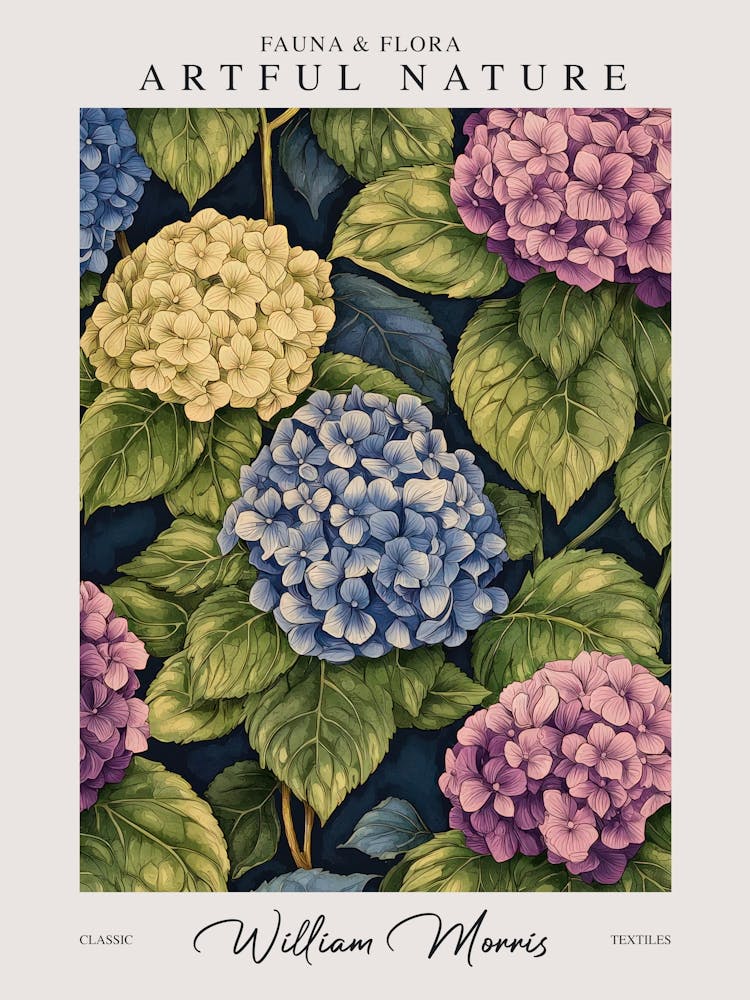 William Morris Hortensie Gelb Blau Rosa Blumenausstellung
