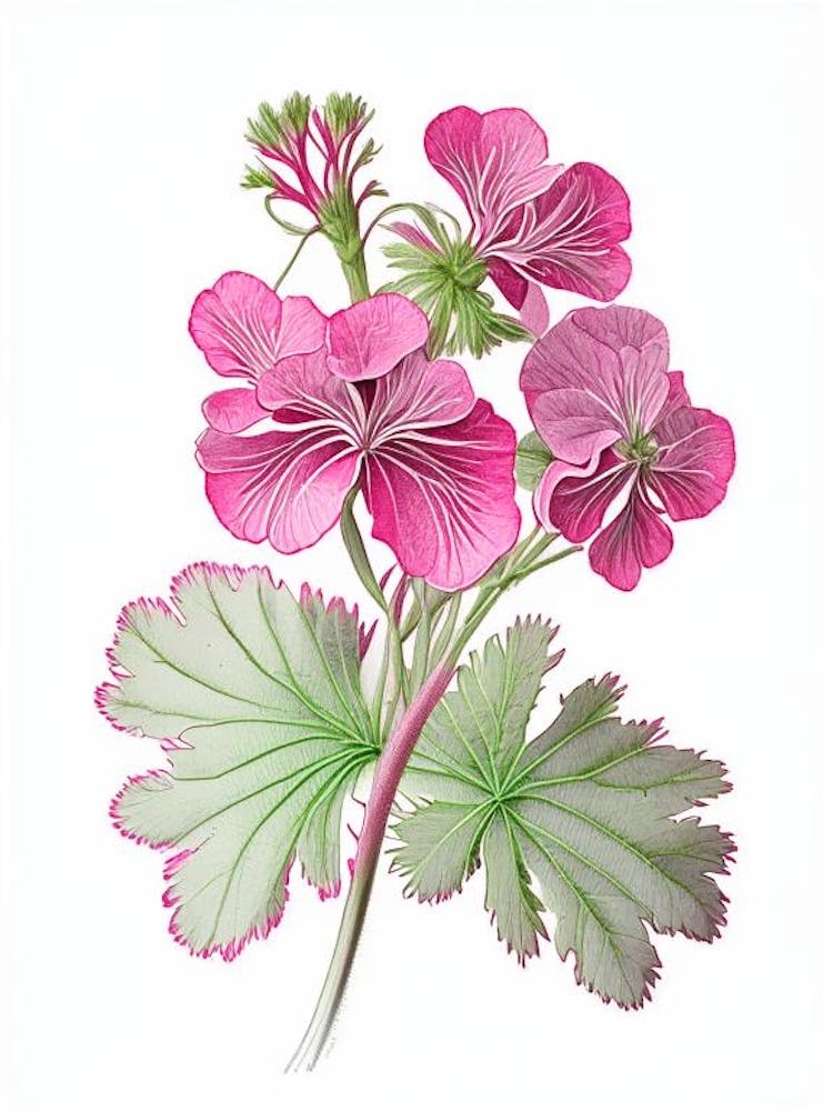 Geranium Floral Quentin Blake Inspired Illustration 2 Flower
