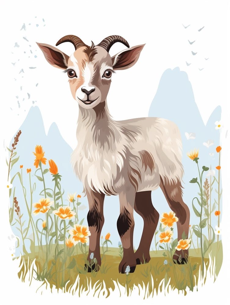 Baby Animal Illustration  Goat 3