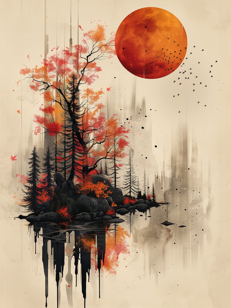 Moon And Trees Canvas Print