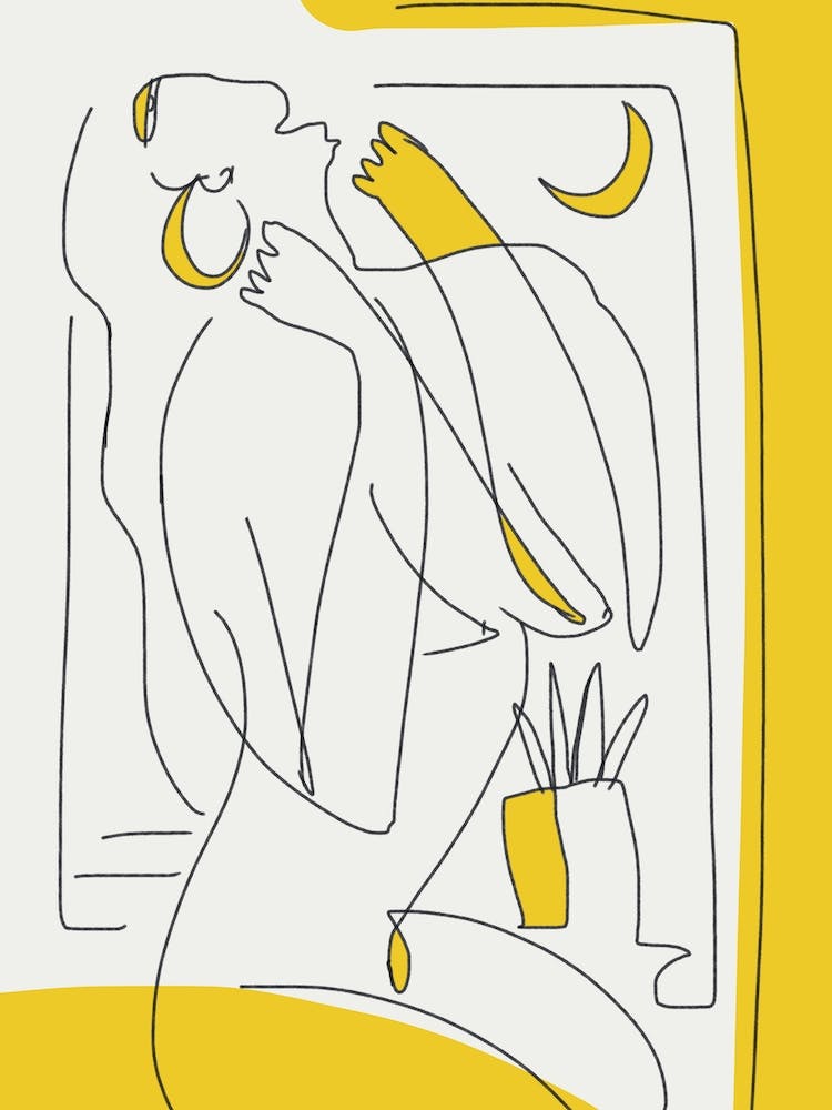Line Art Moonlight Shower