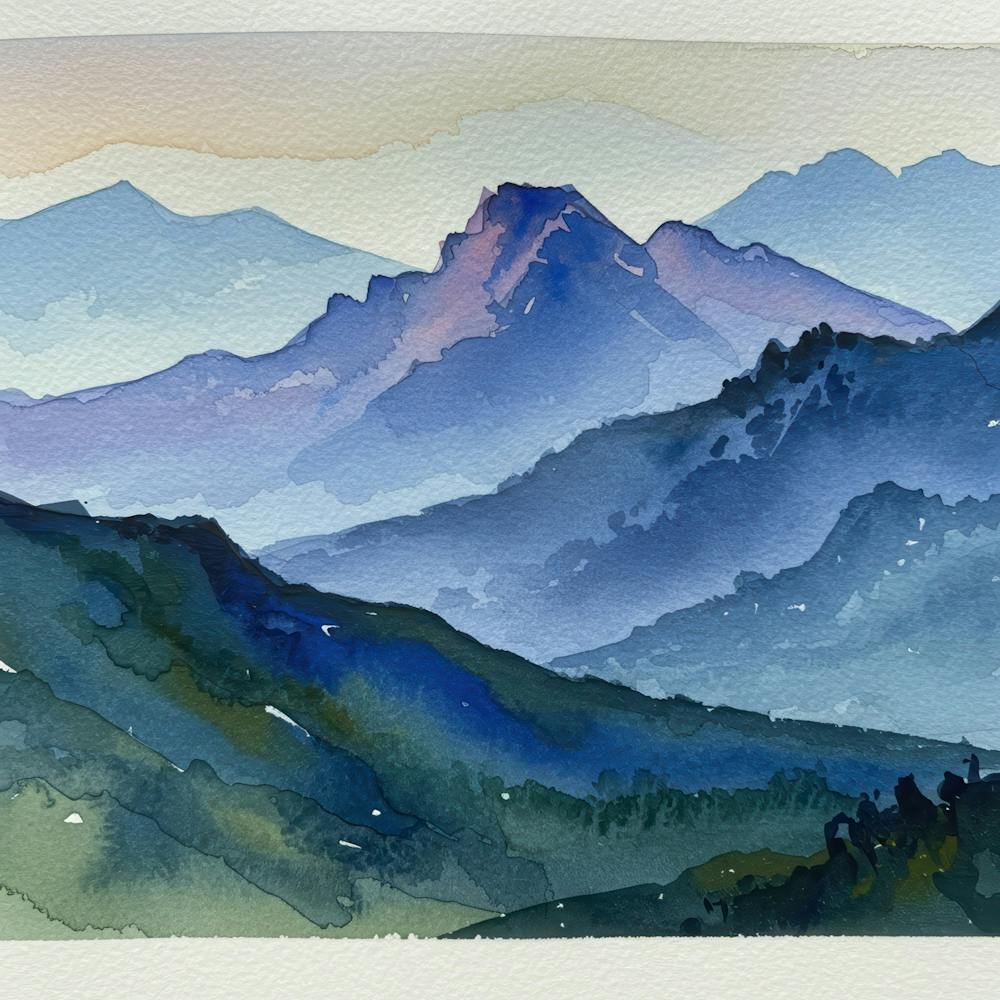 Watercolor Of Mountains