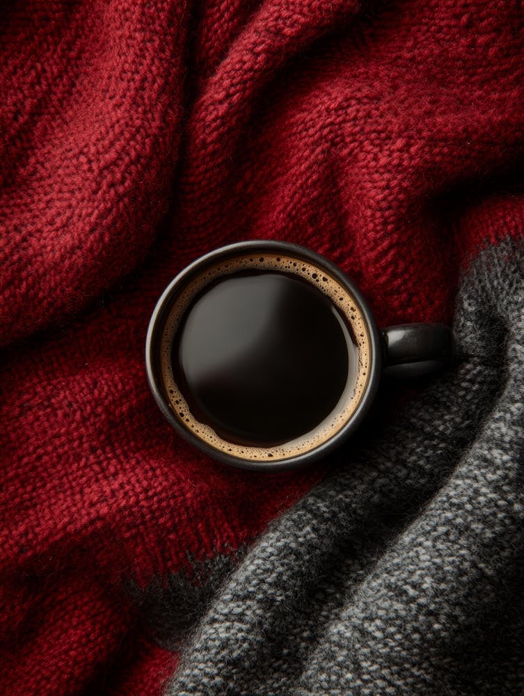 Cup Of Coffee On A Blanket