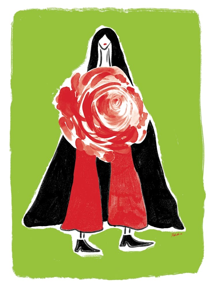 Woman With A Rose - Fashion Artwork
