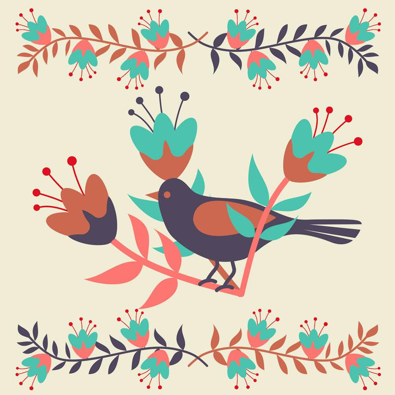 Birds Flowers Floral Vintage Nature Plants Little Birds Flowery