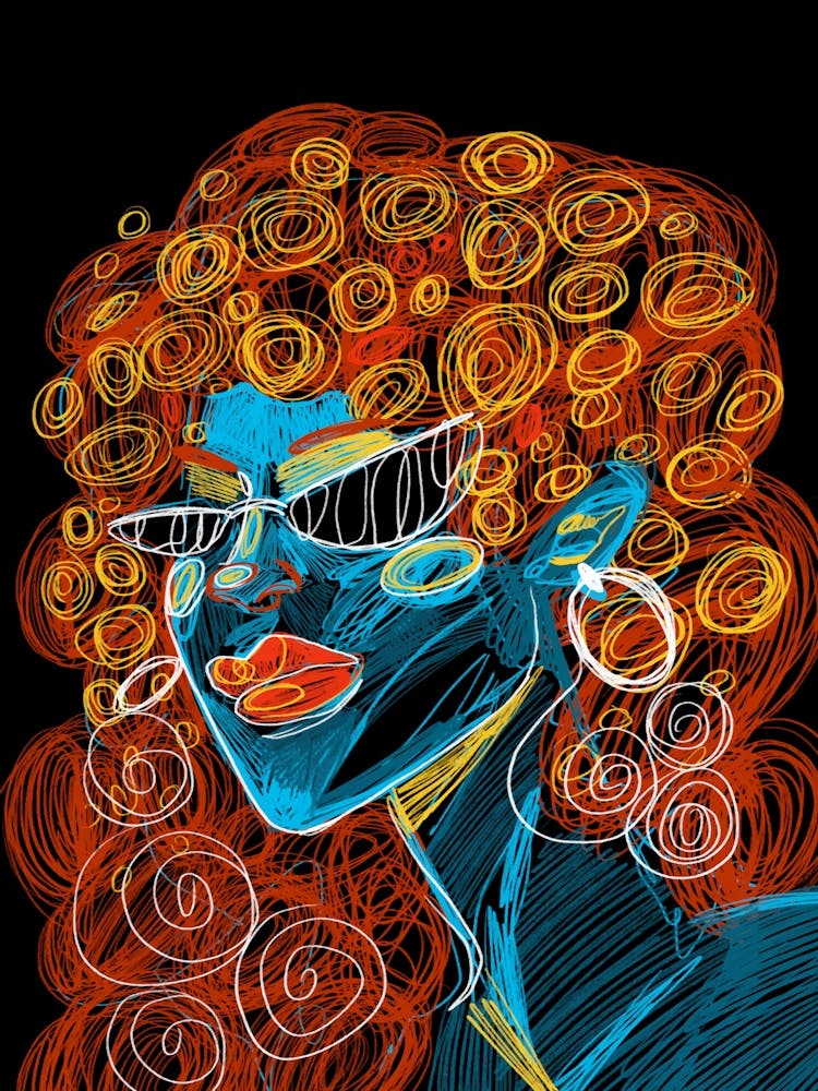 Fille aux Cheveux Bouclés Moderne