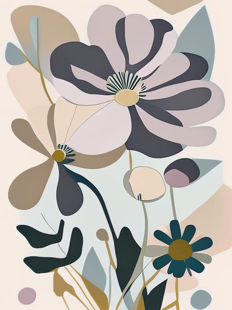 Anemone Wildflower Modern Muted Colours