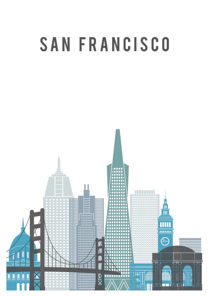 San Francisco Skyline In Blue