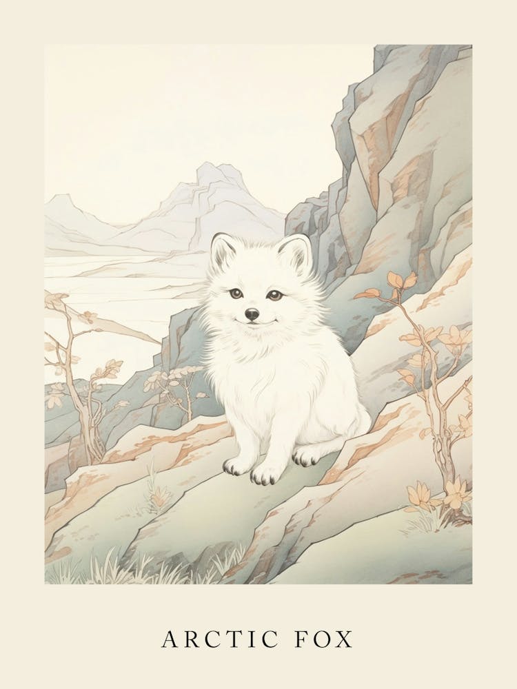 Beatrix Potter Inspired  Animal Watercolour Arctic Fox 2
