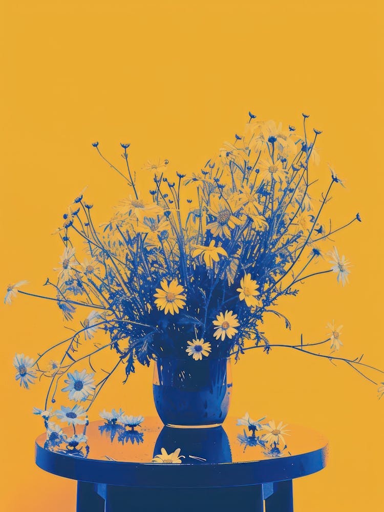 Daisy Flowers On A Table   Contemporary Illustration 3