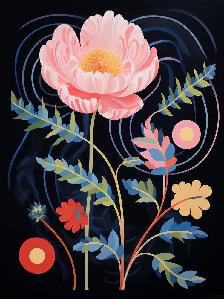 Peony 3 Hilma Af Klint Inspired Flower Illustration