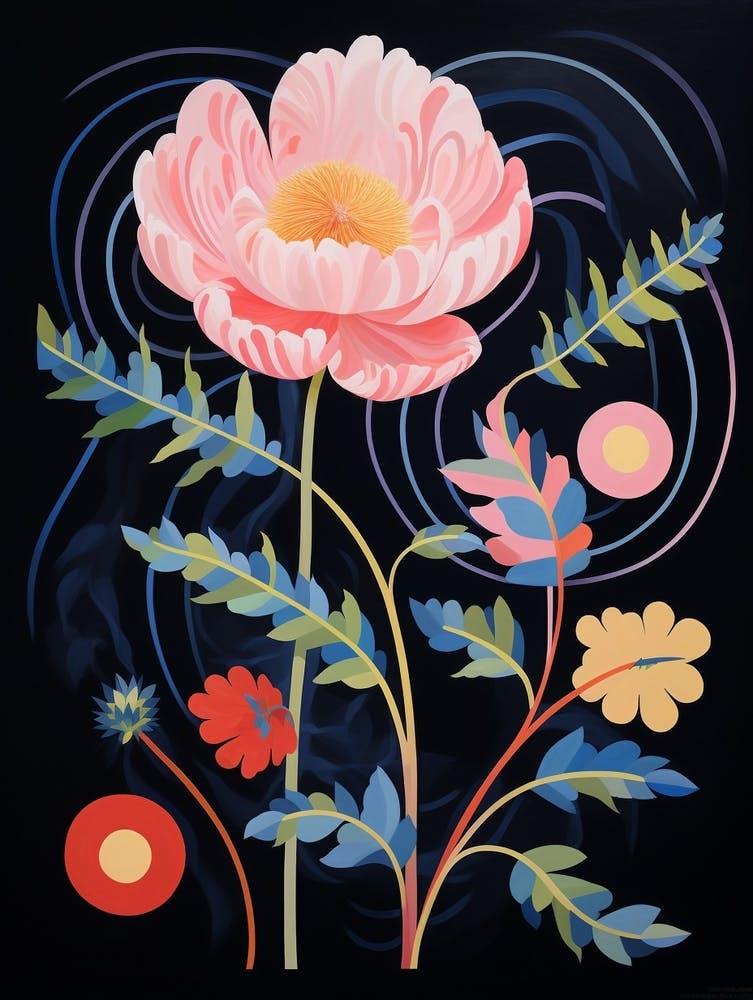 Peony 3 Hilma Af Klint Inspired Flower Illustration