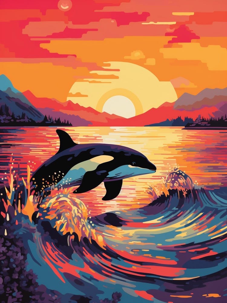 Killer Whale In The Sunset Colour Pop 3