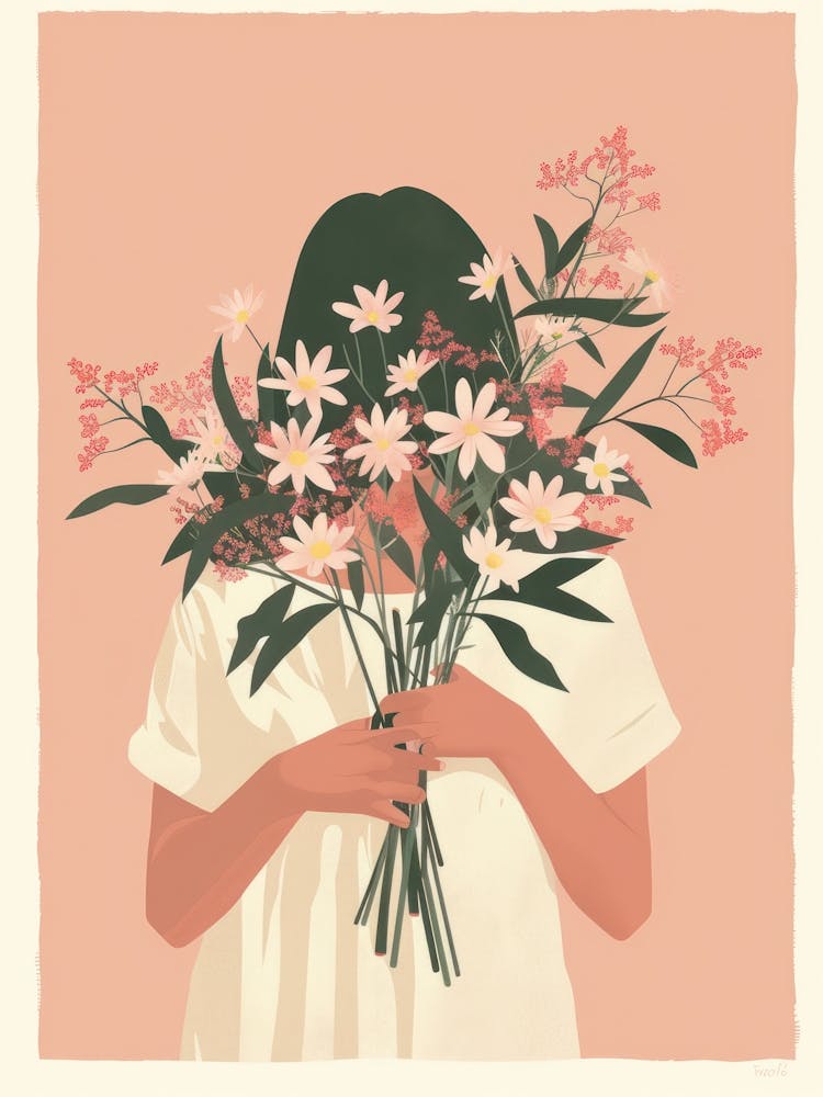 Spring Girl With Pink Flowers 3