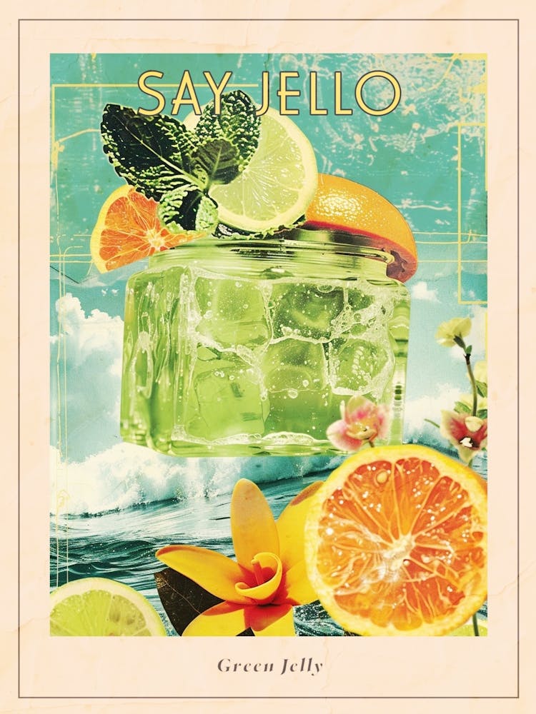 Green Jelly Retro Collage 2 Poster
