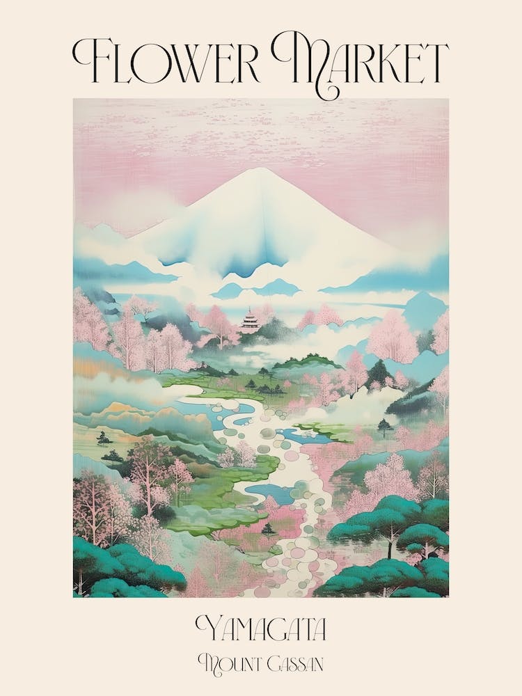 Flower Market Mount Gassan In Yamagata, Japanese Landscape 3 Poster
