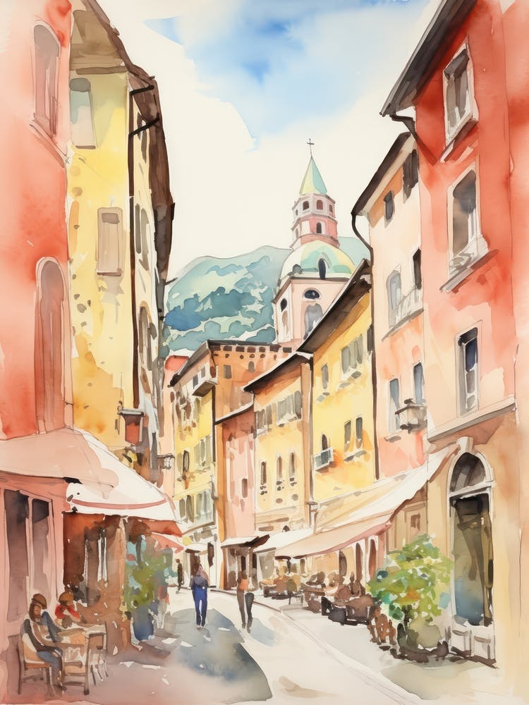 Bolzano, Italy Watercolour Streets 4