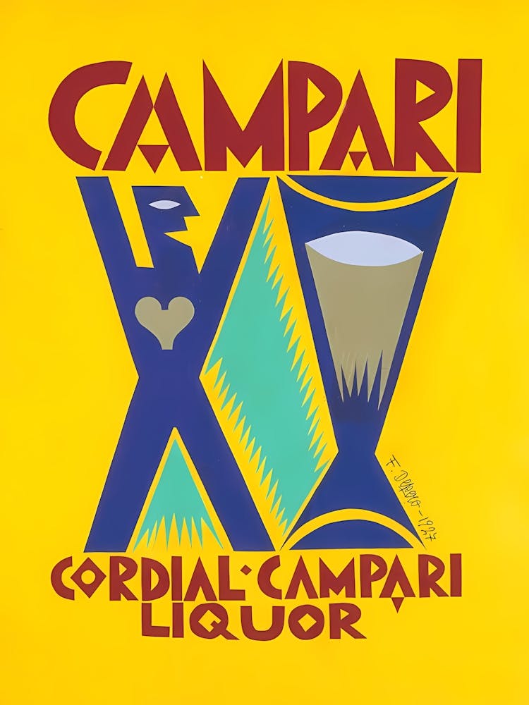 Vintage Crodial Campari Liquor 1927 Yellow