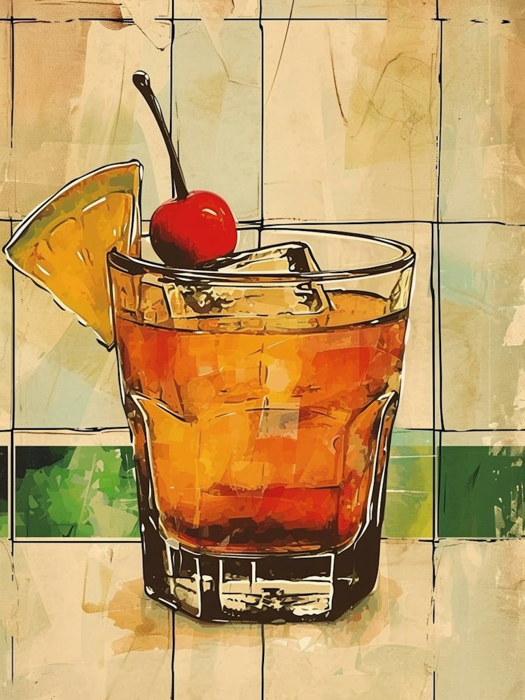 Mai Tai Watercolour Inspired Illustration