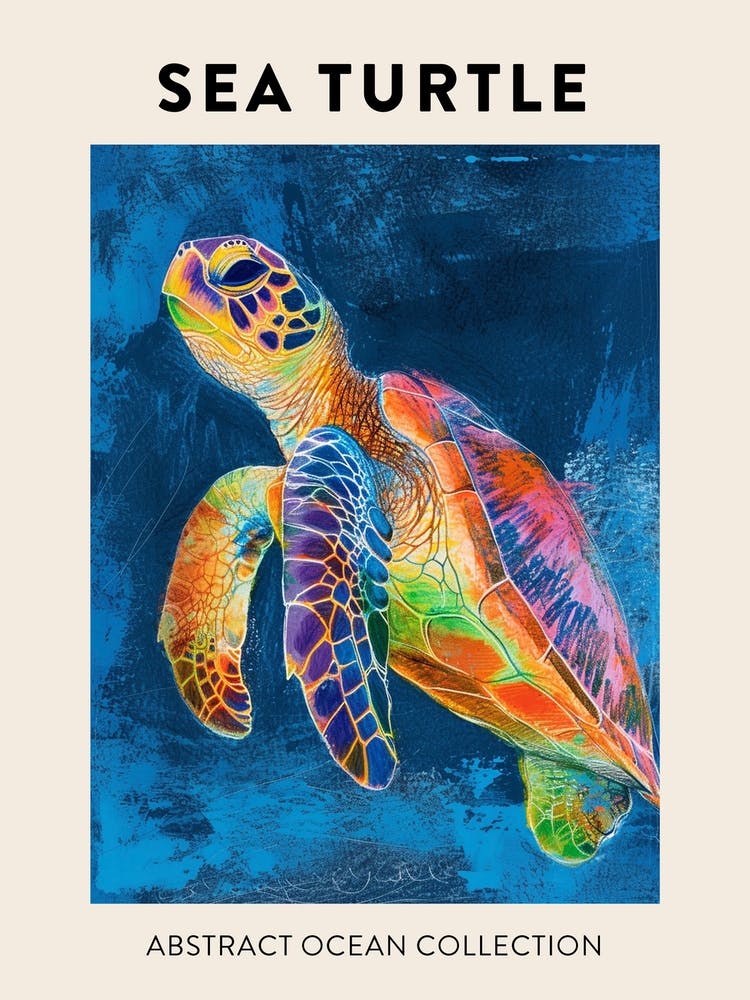 Regenbogen Schildkröten Kritzel-Kreidezeichnung Poster 7