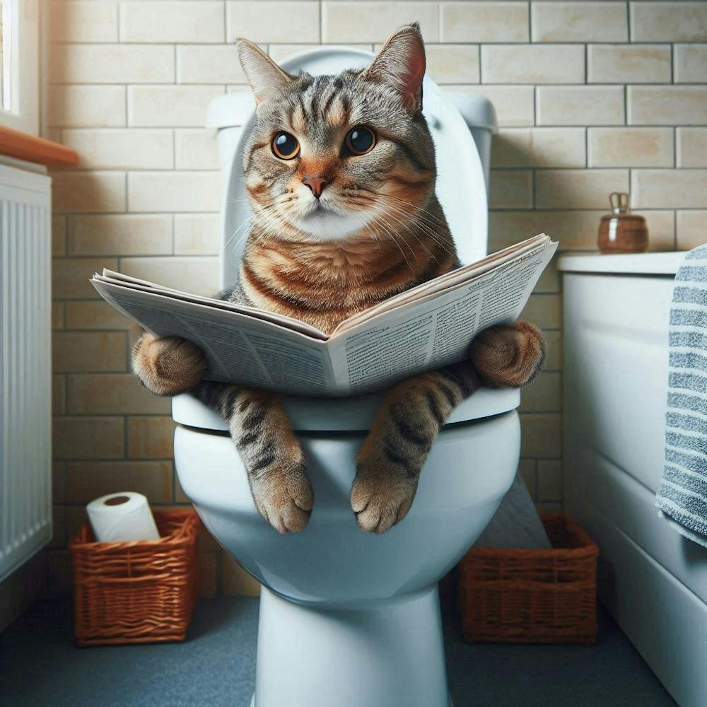 Cat Reading A Newspaper