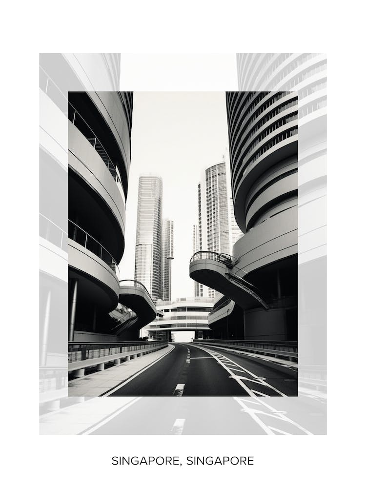 Poster Of Singapore, Singapore, Black And White Old Photo 3