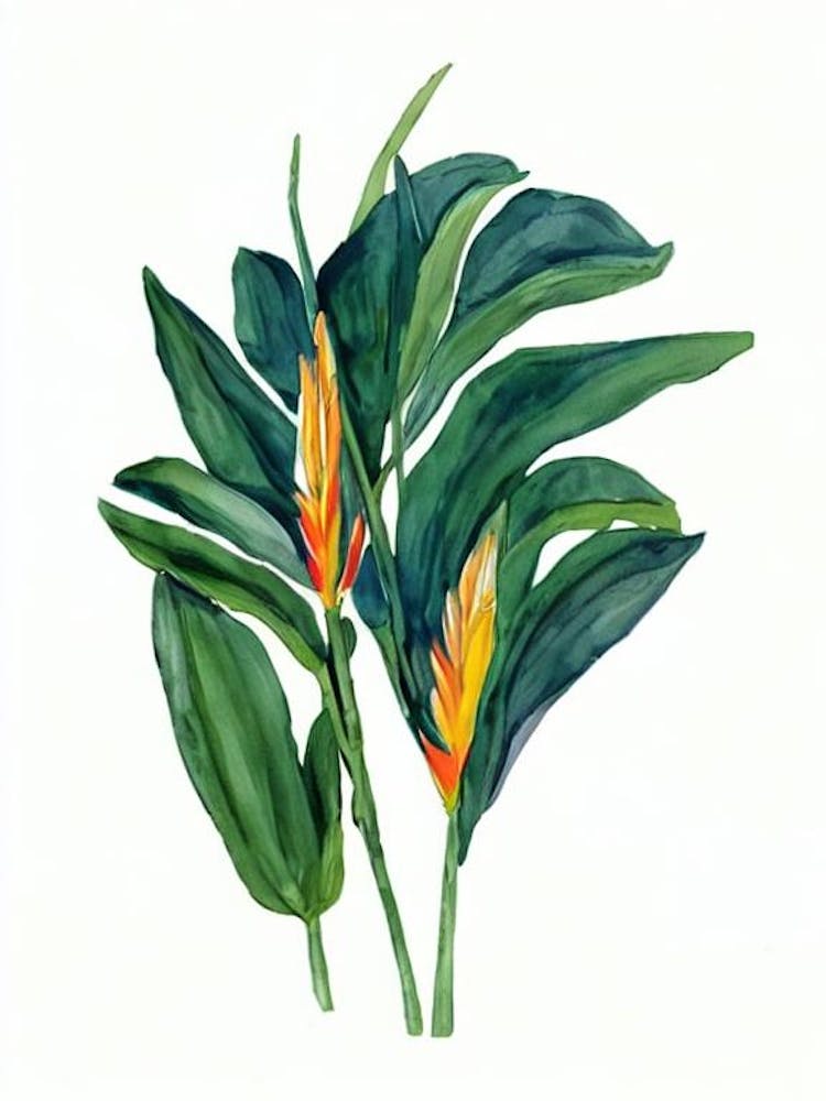 Bird Of Paradise (Strelitzia Reginae) Watercolor