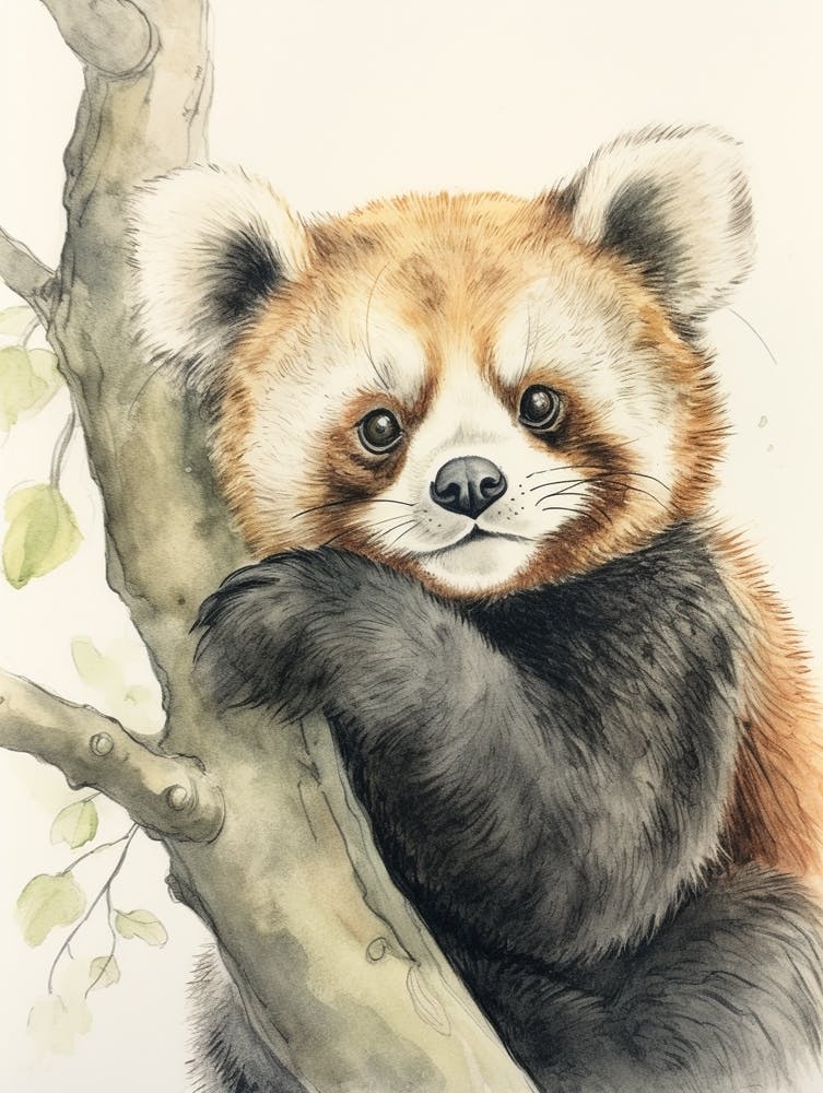 Aquarelle d'Animal de Livre d'Histoires Panda Roux 6