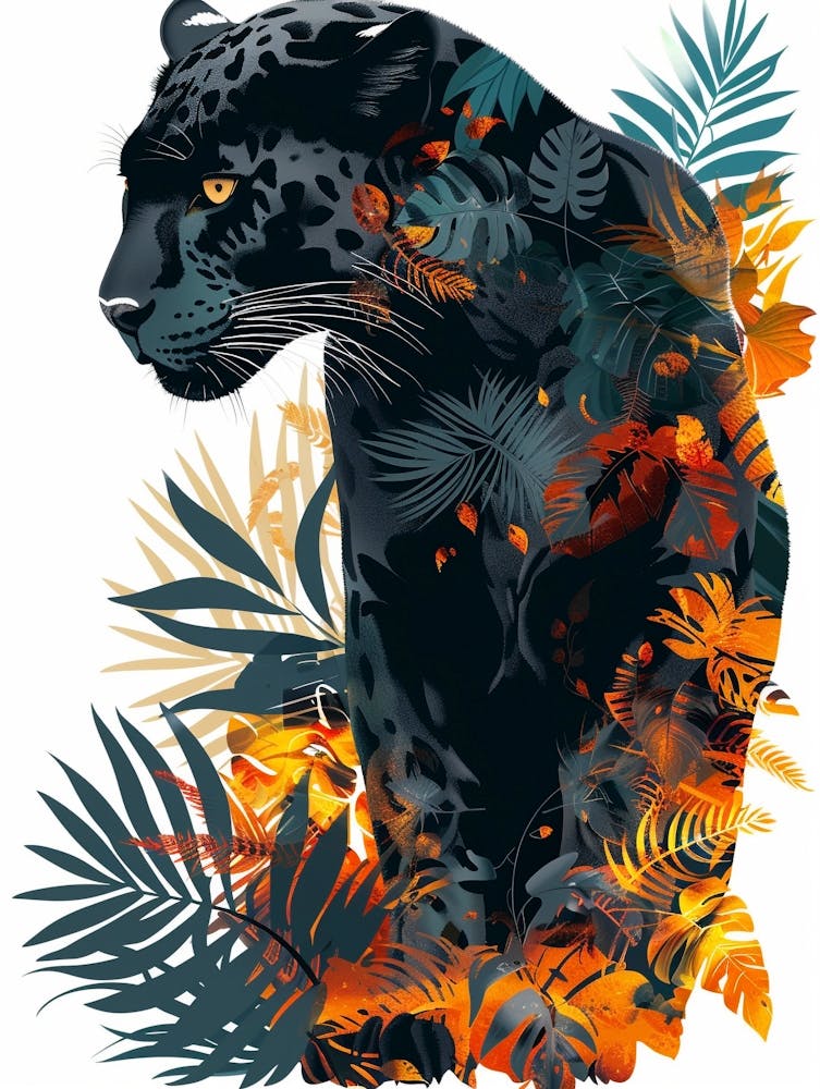 Double Exposure Realistic Black Panther With Jungle 10