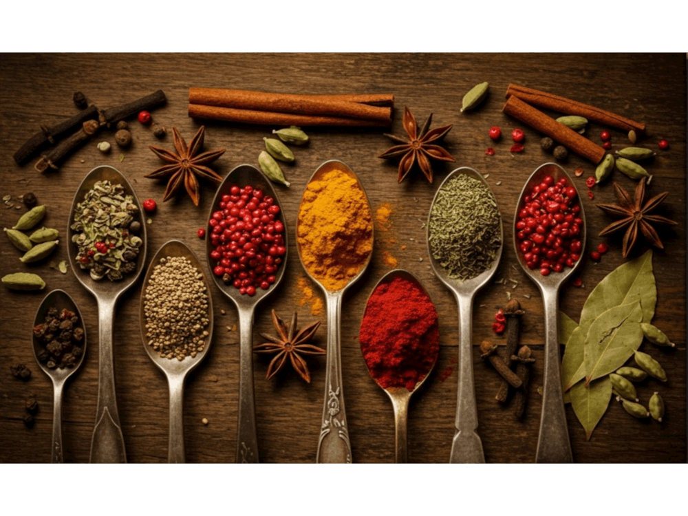 Food Spices On Spoons Art