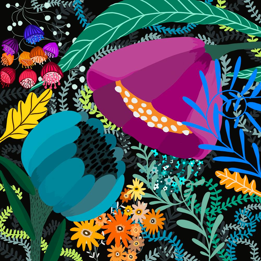 Flowers On A Black Background