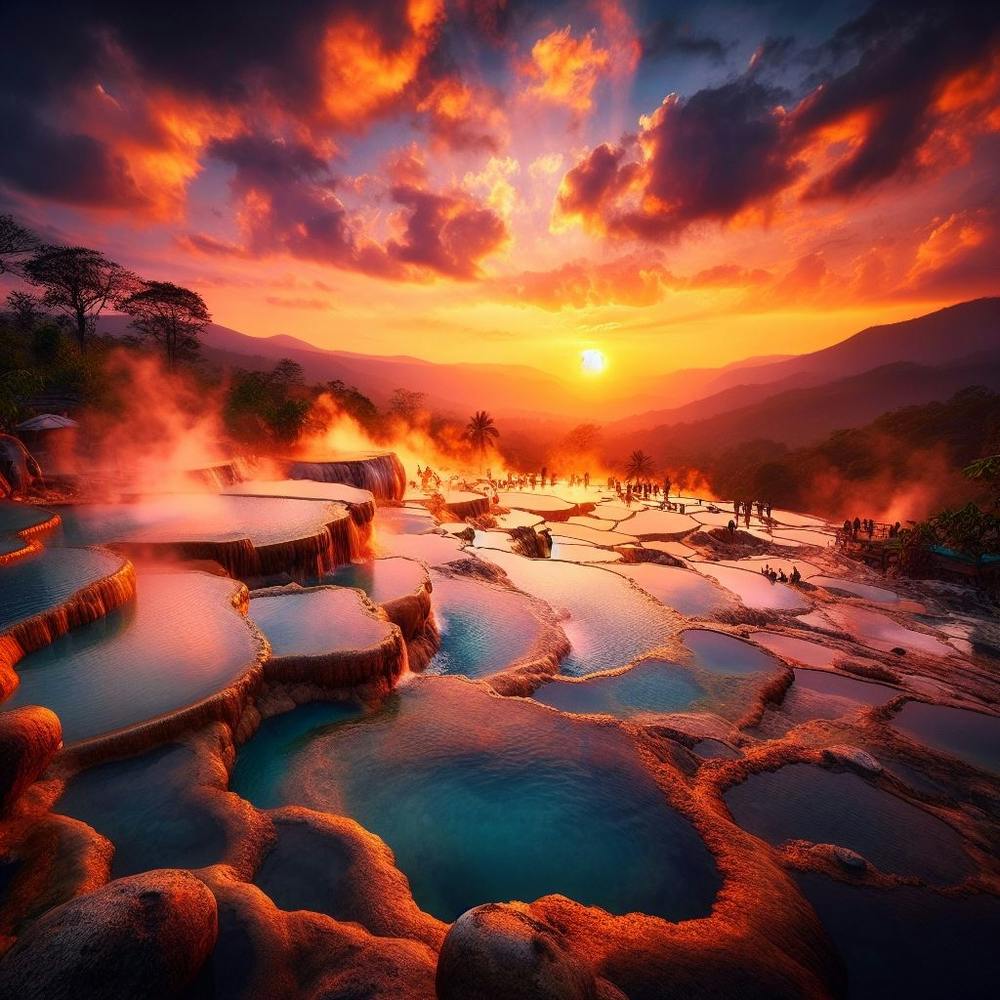 Hot Springs At Sunset