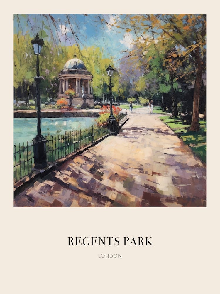 Regents Park London Vintage Cezanne Inspired Poster
