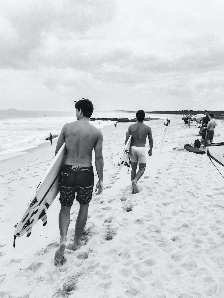 Beach Boys And Surfboards Black And White Photography