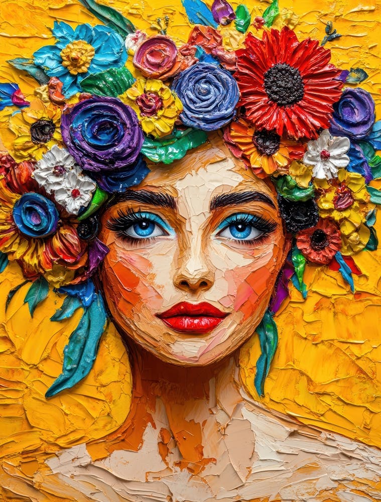 Frau mit Blumen auf dem Kopf 21