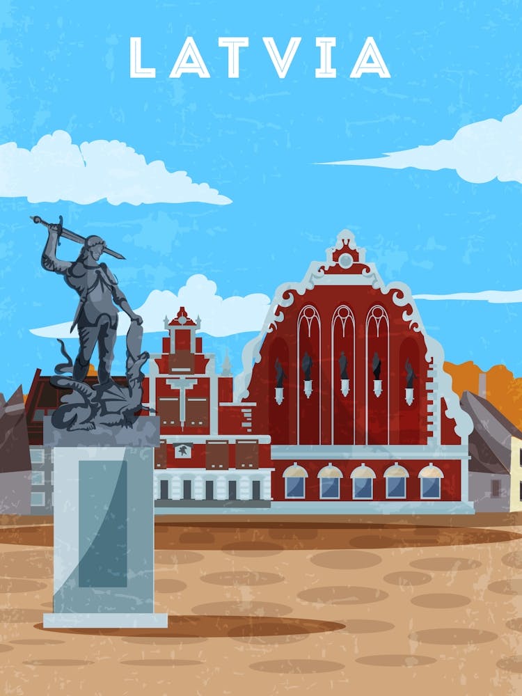 Latvia — Retro travel minimalist poster