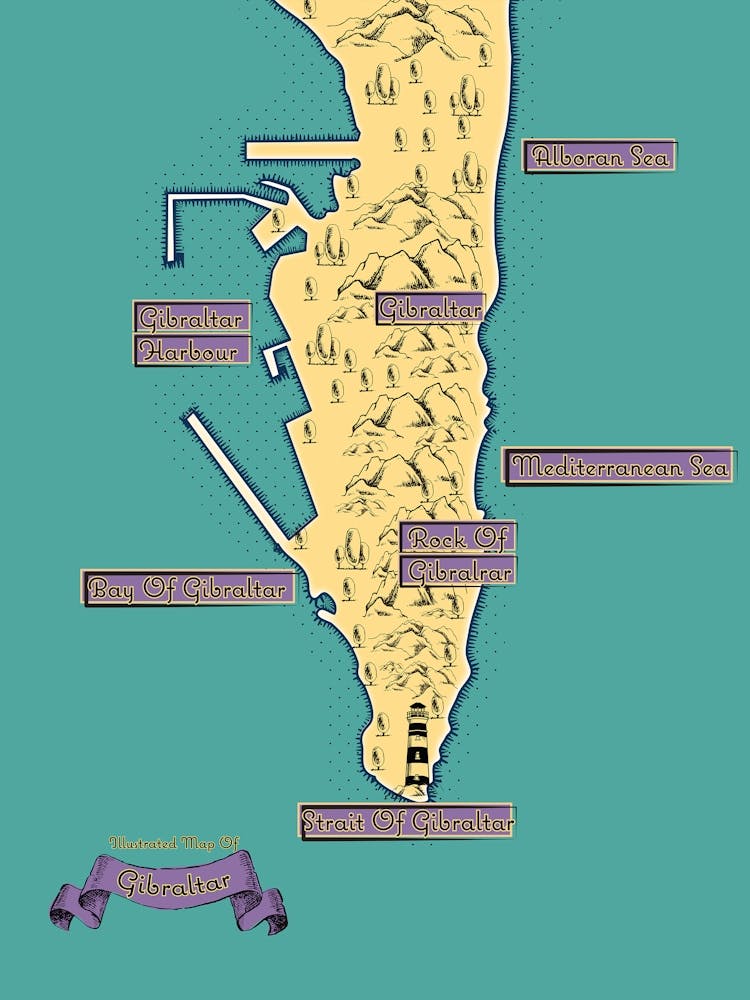 Vintage Map Of Gibraltar