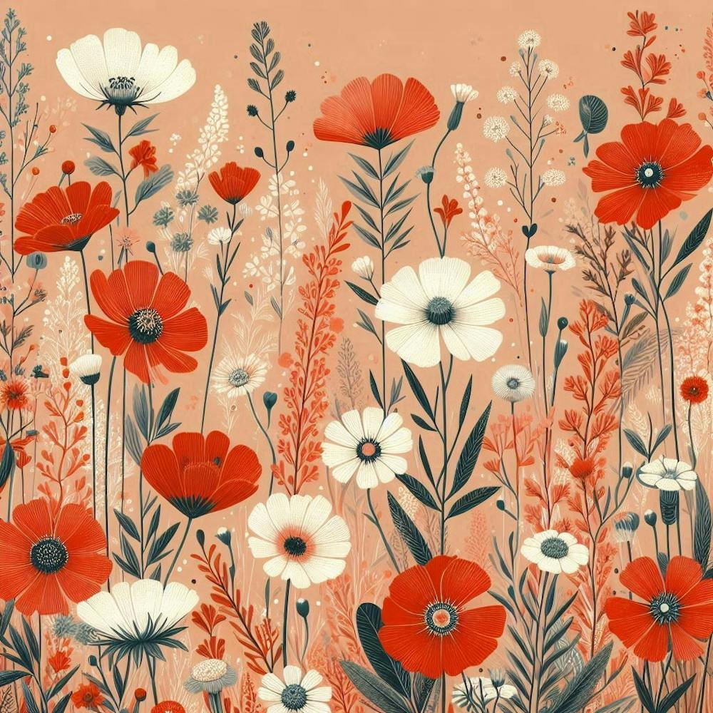 GARDEN MEADOW Floral Botanical Flowers Wildflowers 3