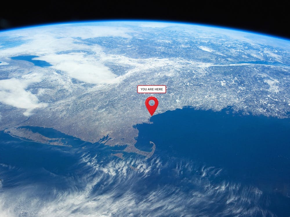 You are here: Earth orbit — space poster, science poster, galactic map, space map