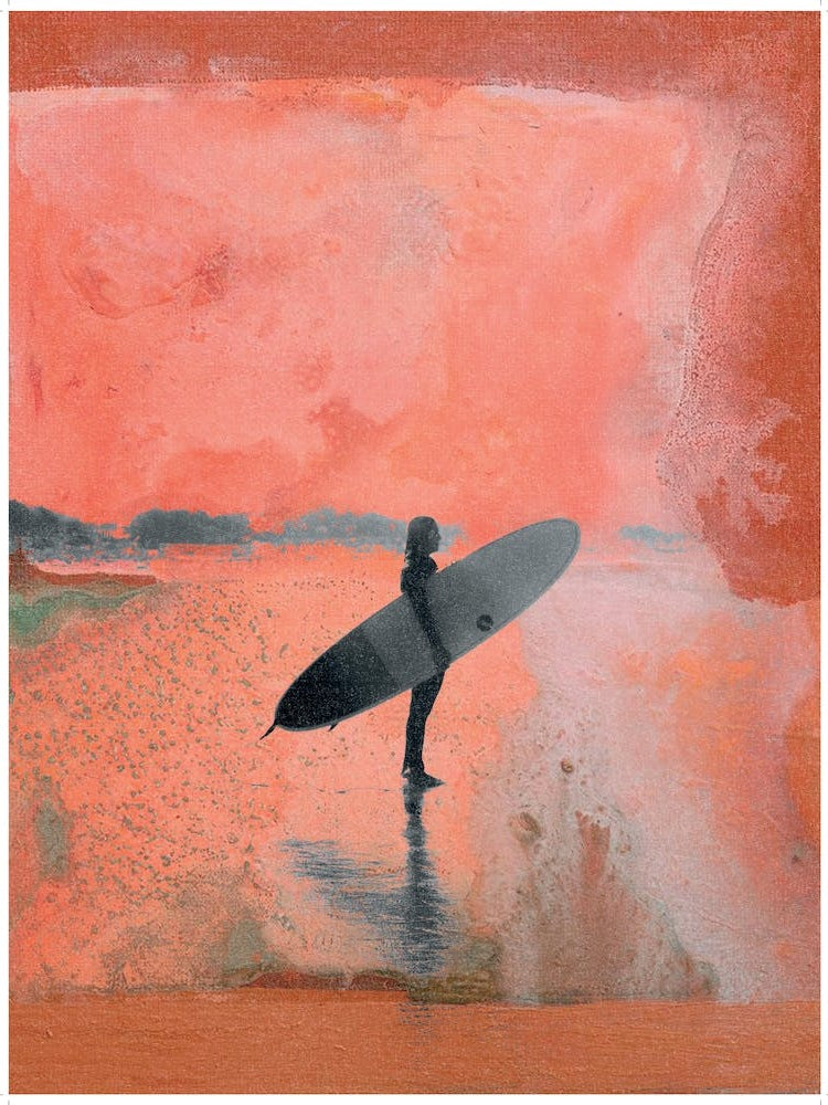 Surf Beach Oil Painting Print Surfing Poster Coastal Wall Art Boho Print INSTANT DOWNLOAD 