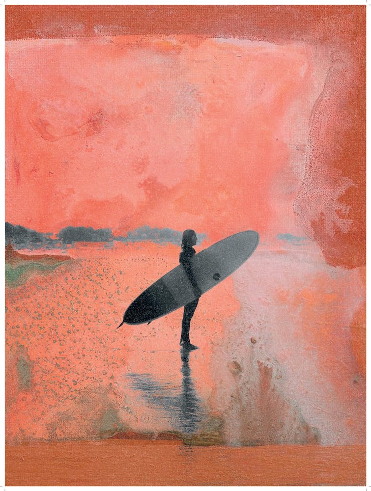 Surf Beach Oil Painting Print Surfing Poster Coastal Wall Art Boho Print INSTANT DOWNLOAD 