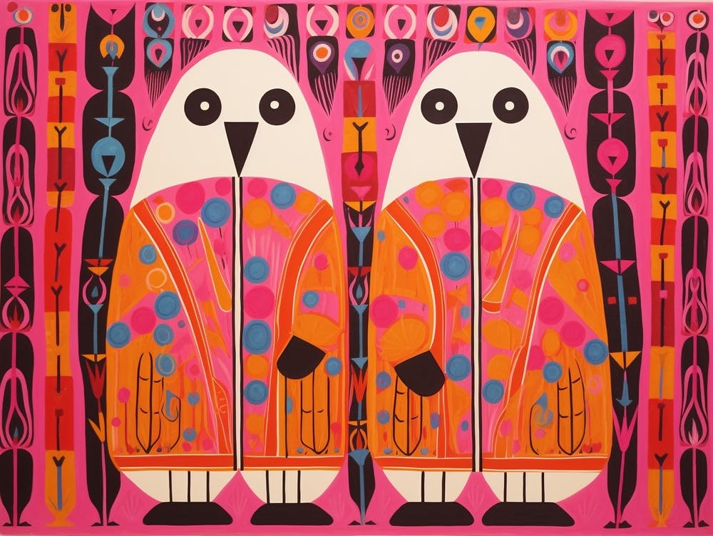 Harp Seal 1 Folk Style Animal Illustration