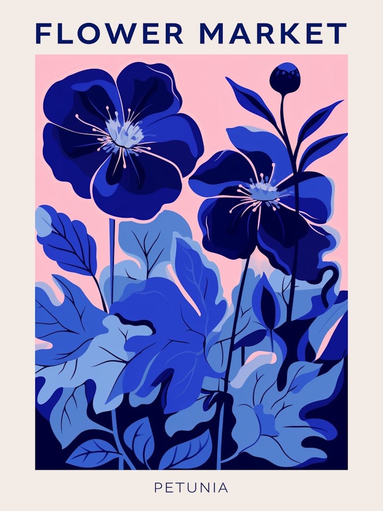 Blue Flower Market Poster Petunia 4