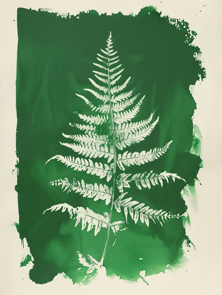 Green Ink Painting Of A Boston Fern 2