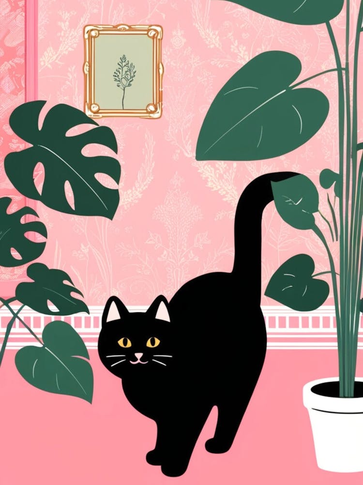 Cat In Pink Room