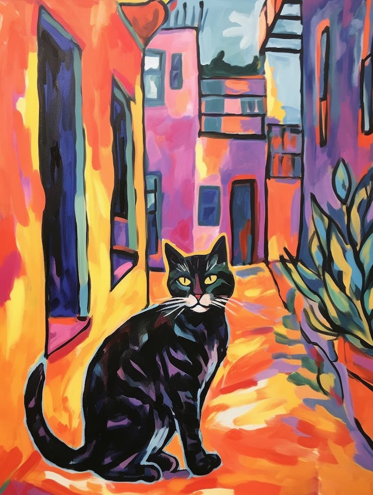 Painting Of A Cat In Valletta Malta