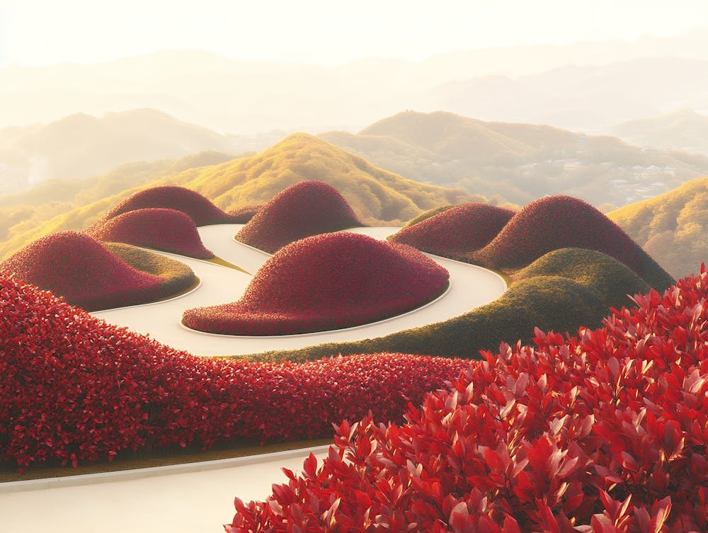 Red Bushes In The Mountains
