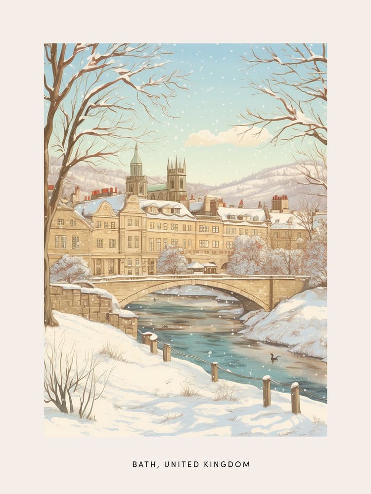 Poster Vintage Hiver Bath United Kingdom 1